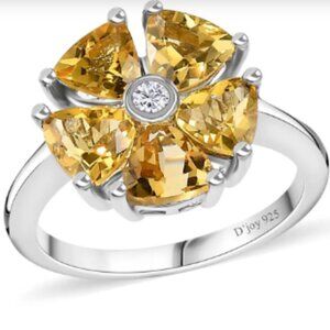 Brazilian Sunfire Beryl and Moissanite Floral Ring
